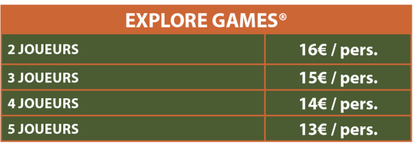 Explor Games® tarifs